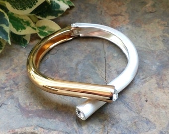 Brazalete tipo brazalete con abertura de cristal dorado, brazalete tipo brazalete dorado con diamantes de imitación, joyería vintage para mujer, brazalete tipo brazalete para mujer, vintage