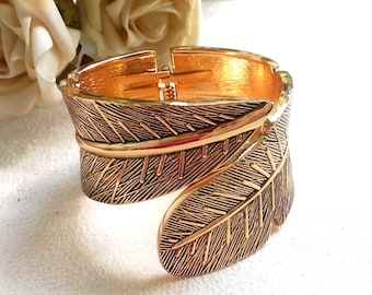 Gold Bangle Cuff Bracelet, Opening Gold Metal Bangle Bracelet, Vintage Women Jewelry, Big Cuff Bracelet Bangle for Woman, Gold Vintage