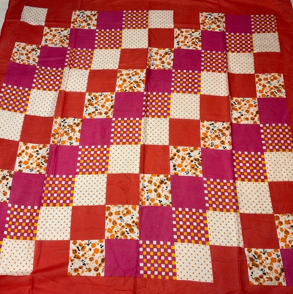 Vintage patchwork design scarf made by Honey 33" … - image 2