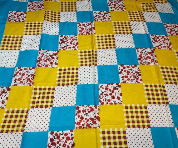 Vintage patchwork design scarf made by Honey 33" … - image 1