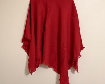 Wool Touch Red Poncho 50" Center Hole Square