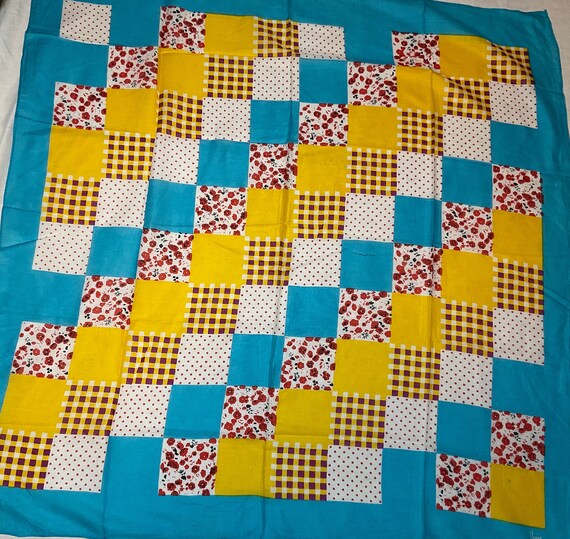 Vintage patchwork design scarf made by Honey 33" … - image 4