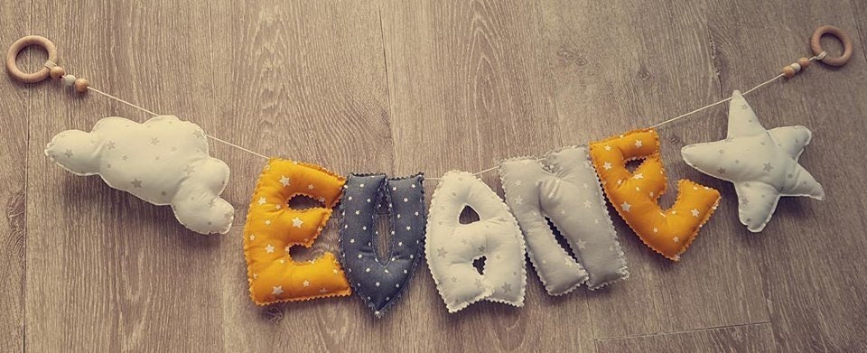 Prénom en Tissu Personnalisé Unique Fait Main