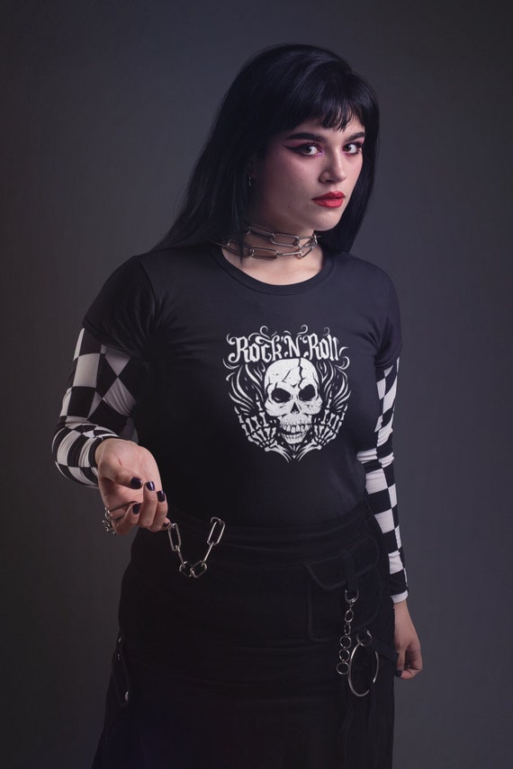 Rock And Roll Shirt Goth Clothes Emo Shirt Mall Goth Clothing Etsy Ireland