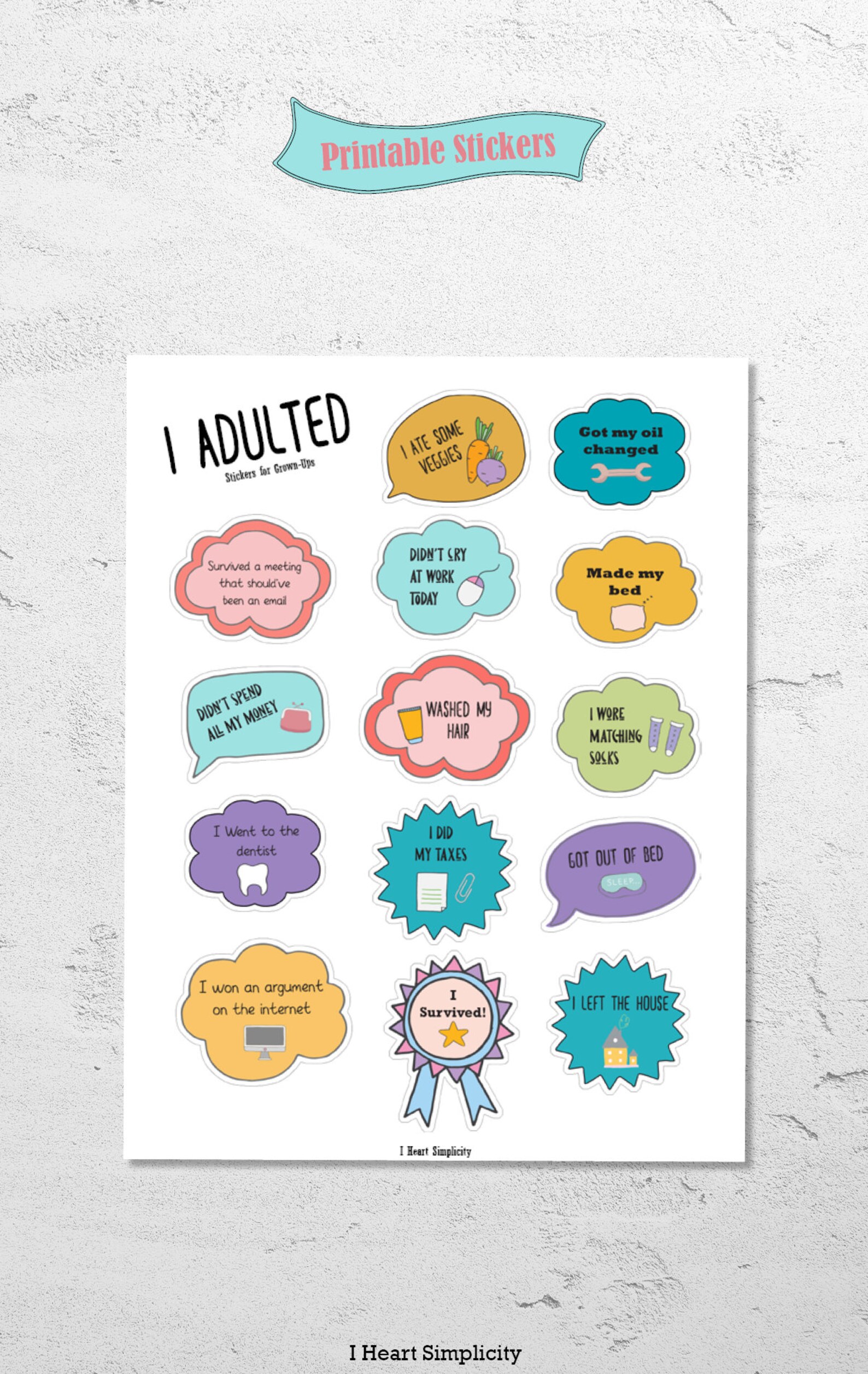 Adulting Stickers/printable Stickers/funny Stickers/funny Etsy