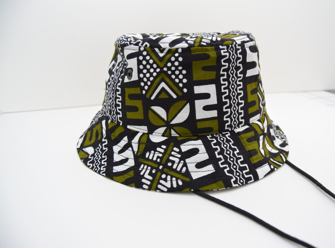 Bucket Hat African Kente Print Black & Green Bucket Hat Unisex Etsy