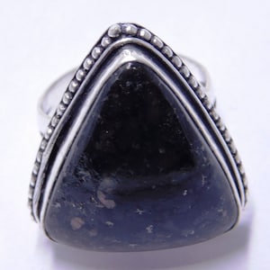 Nuummite Sterling Silver Ring, high Grade, Greenland Nuummite Ring, Protection black nuummite ring, Jewelry ring, Gemstone ring, Large Ring,