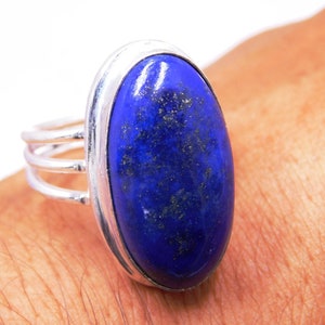 Lapis lazuli-ring, lazuli-ringen, sterlingzilveren ring, lapis-ring, echte lapis lazuli-ring, blauwe lapis-ringen, edelsteenring, kerstuitverkoop,