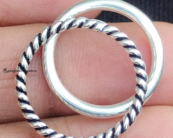 Set Of 2 Sterling Silver Tensor Ring Set, Wire Wrap Stacking Rings, Thick boho,