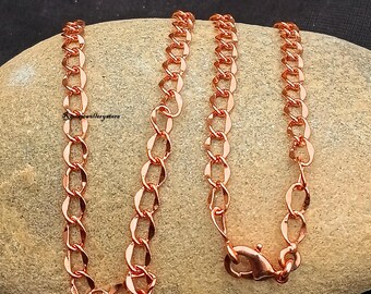 Handmade Copper Rope Chain Necklace, Diamond Cut Solid Copper Jewelry, copper chain Length-14 To 30 Inches Jewelry for Unisex gift,
