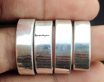 Set of 4 Rings, 925 Sterling Silver Dome Ring, Handmade Square Signet Thumb Ring
