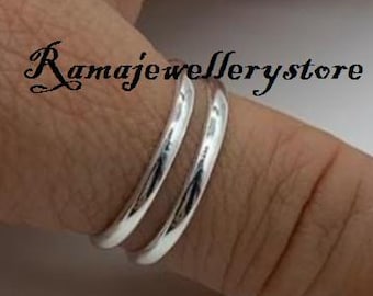 Sterling Silver Adjustable Double Layer Ring: Thick Stacking Thumb Band