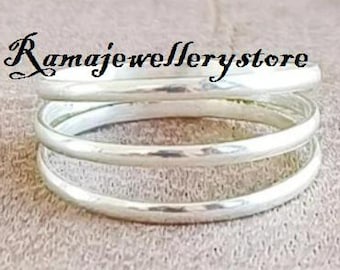 Dainty Band Ring 925 Sterling Ring, Silver Jewelry, Boho Jewellery, Handmade Triple Lines Layer,