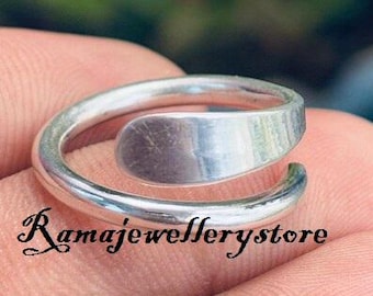 Sterling Silver Waterdrop Ring: Minimalist Adjustable Dainty Band