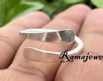 Sterling Silver Waterdrop Ring: Minimalist Adjustable Dainty Band