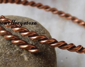 Handmade Pure Copper Tensor Ring Bangle: Adjustable Stacking Spiral Bracelet