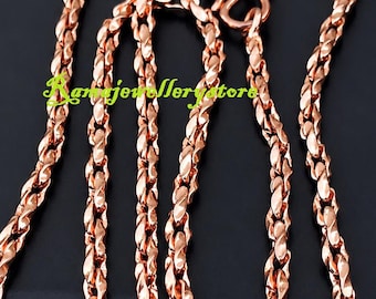Handmade Copper Rope Chain Necklace, Diamond Cut Solid Copper Jewelry, copper chain Length-14 To 30 Inches Jewelry for Unisex gift,