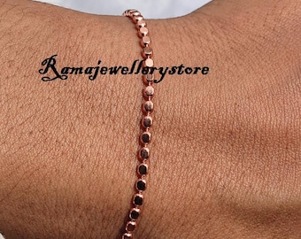 Pure Copper Ball Chain Bracelet, Minimalist Copper Bracelet, Handmade Copper Chain Bracelet, Everyday Jewelry, Gift for Her,