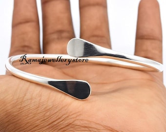 Thick 925 Sterling Silver Adjustable Bangle: Chunky Statement Bracelet Jewelry,