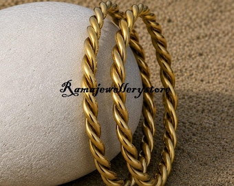 Pure Top Quality Brass Twisted Bracelet, handmade Bracelets, Bohemian bangle, Solid Brass Stacking Spiral Bangle Unisex Arm Bangle, Set of-2