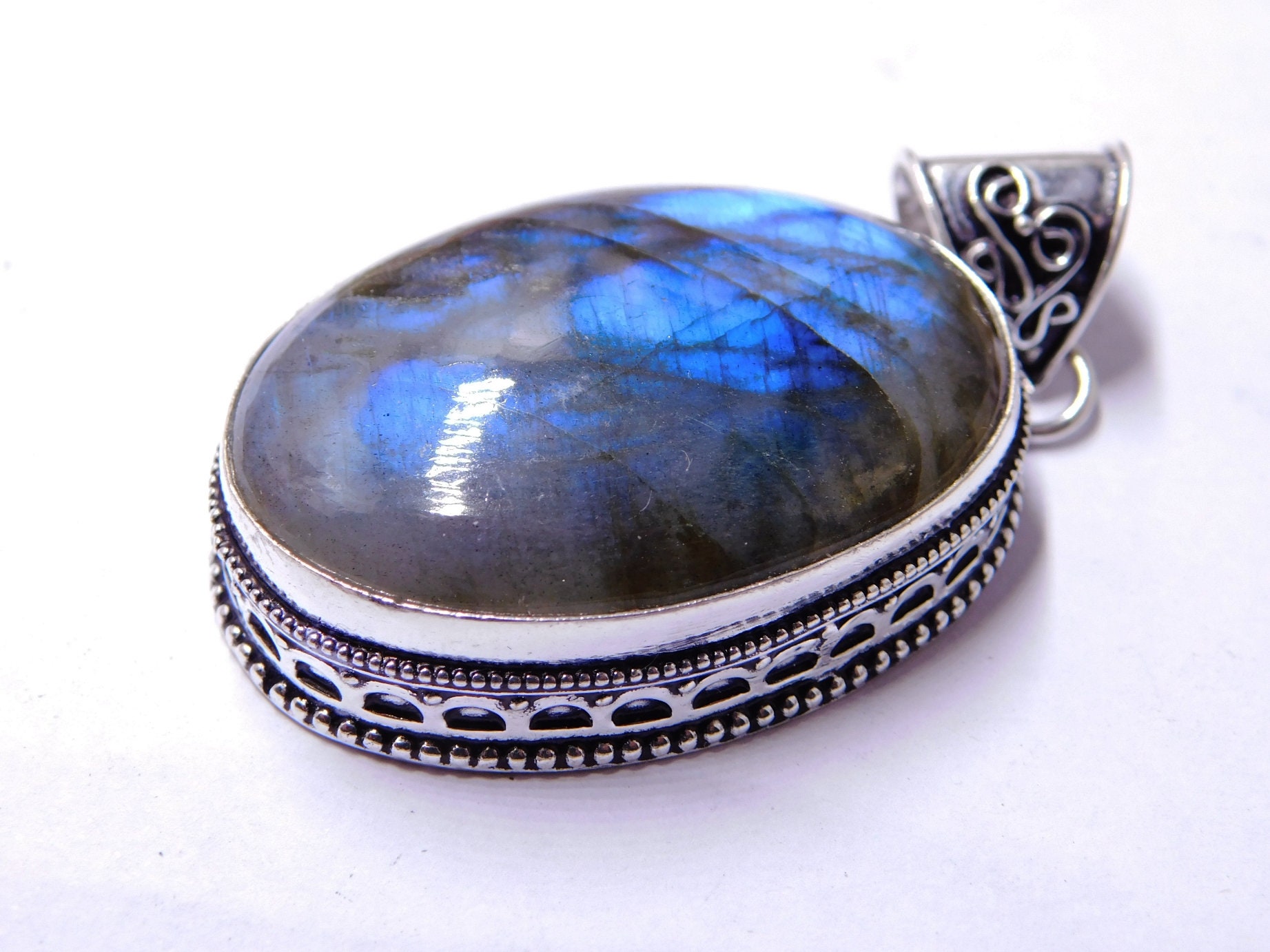 Labradorite Necklace Sterling Silver Labradorite Pendant Etsy UK