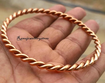 Handmade Pure Copper Tensor Ring Bangle: Stacking Spiral Bracelet, Bracelets,