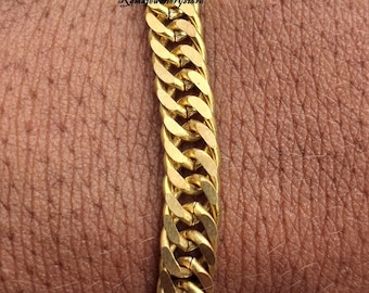 Pure Brass Curb Chain Chain Bracelet, Minimalist Brass Bracelet, Handmade Brass Chain Bracelet, Everyday Jewelry, Gift for Her, Boho Brass