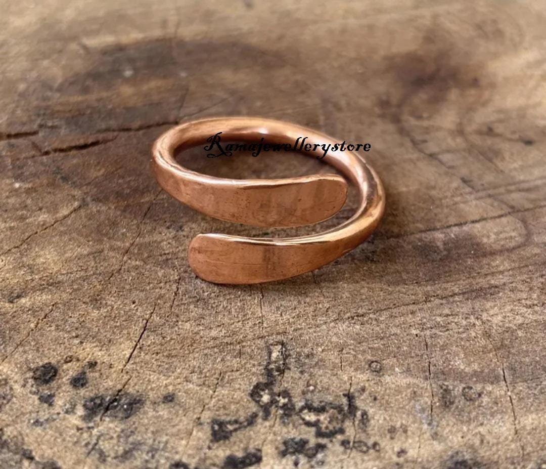 Hammered Copper Wrap Ring: Raw Solid Adjustable Boho Band - Etsy