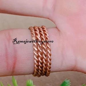 Handmade Twisted Copper Stacking Rings – Set of 4, Handcrafted Ring Set, Smooth Bands,