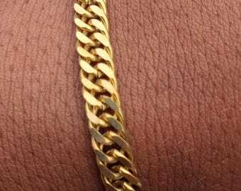 Pure Brass Curb Chain Chain Bracelet, Minimalist Brass Bracelet, Handmade Brass Chain Bracelet, Everyday Jewelry, Gift for Her, Boho Brass