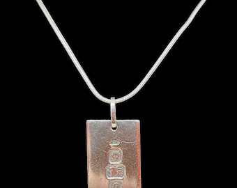 Vintage Sterling Silver Ingot Pendant 1977 With Queen