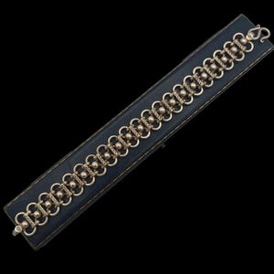 Beautiful 20th Century Circa 1950s Skillfully Continental Crafted Heavy Weight Decorative Unique Link Sterling Silver Bracelet - lgth 7.75&quot;