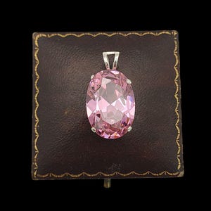 Stunning Modern Decorative Skillfully Crafted Statement Design Large Sparkling Oval Cut Natural Pink Topaz Sterling Silver Pendant - 28mm
