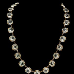 Beautiful Antique Art Deco Circa 1920s Skillfully Crafted Decorative Statement Design Sparkling Paste Riviere Necklace - lgth 16&quot;