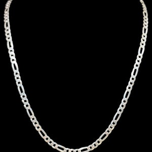 Beautiful Vintage New Old Stock Skillfully Italian Crafted Decorative 3.3mm Figaro Link Sterling Silver Chain Necklace - lgth 18"