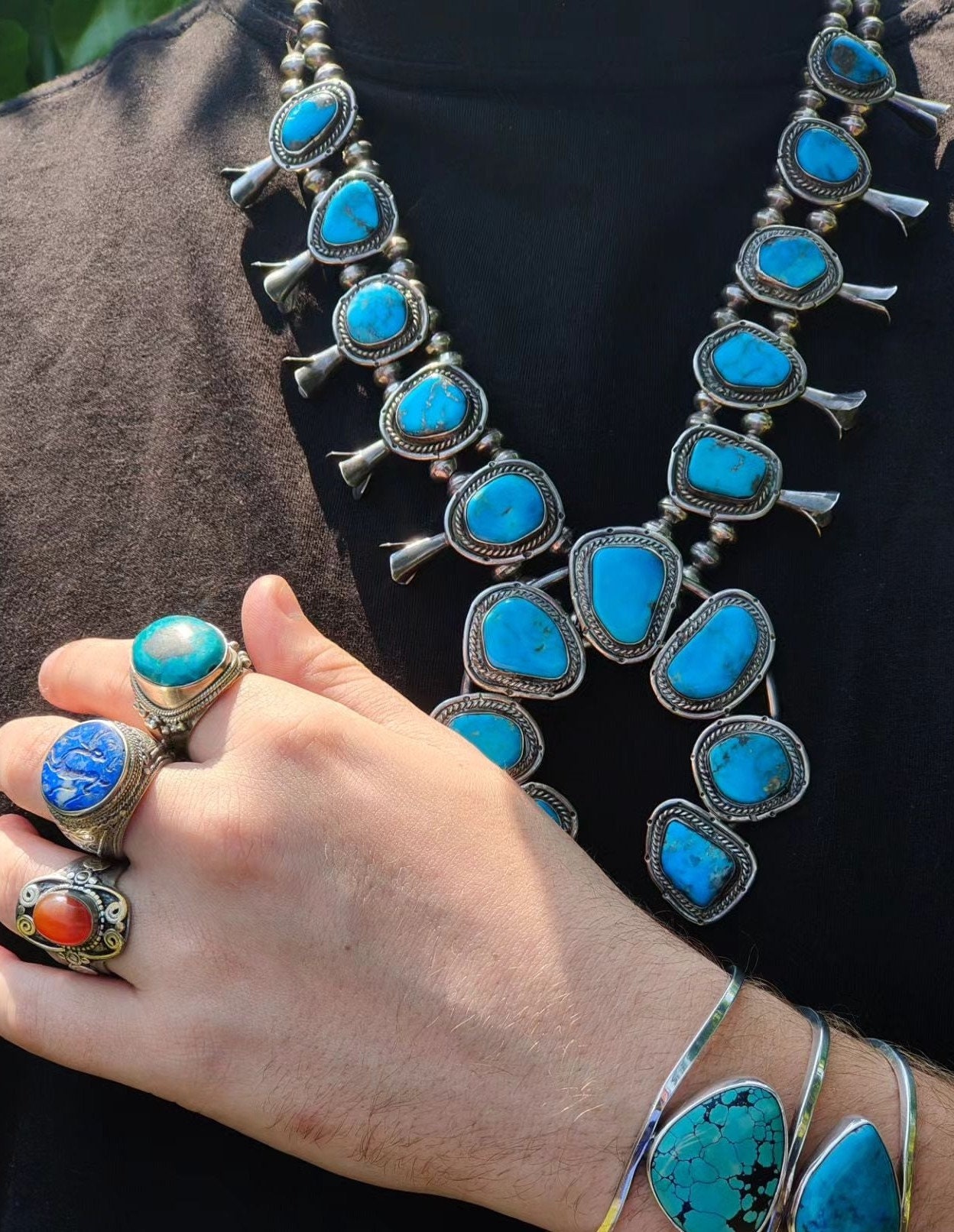 vintage native american jewelry スワスティカ Spencer Family Vintage Native American Navajo Leaves Turquoise