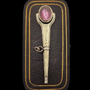 Beautiful Antique Victorian Edwardian Circa 1900 Skillfully Crafted Gold Cased Foil Back Paste Banded Agate Spinner Watch Key Pendant - 60mm