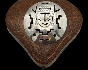 ヴィンテージ メキシコ シルバー＆ブルーエナメル アステカ カレンダー