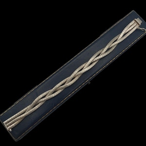 Beautiful Vintage Skillfully Crafted Circa 1970s Decorative Statement Design Twisting Braided Link Sterling Silver Bracelet - lgth 7&quot;