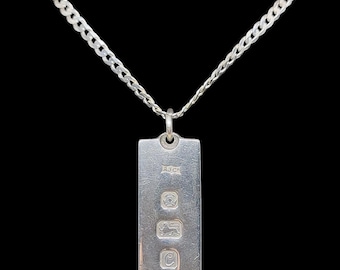Vintage Sterling Silver Ingot Pendant 1977 Ronex RX - Hallmarked