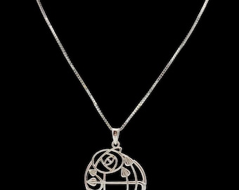 Beautiful Modern Skillfully Crafted Decorative Traditional Scottish Celtic Floral Design Sterling Silver Necklace - lgth 17.5-19"