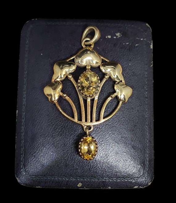 Beautiful Vintage Edwardian Antique Floral Inspired Art Nouveau Style  Natural Citrine Gold Vermeil Sterling Silver Necklace Pendant 55mm - Etsy