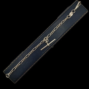 Beautiful Vintage Skillfully Italian Crafted Decorative Stackable Unique Figaro Link Dogclip Tbar Drop Sterling Silver Bracelet - lgth 7.5"