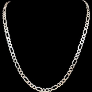Beautiful Vintage British Hallmarked Skillfully Crafted Decorative Link 3.9mm 24" Sterling Silver Figaro Link Chain