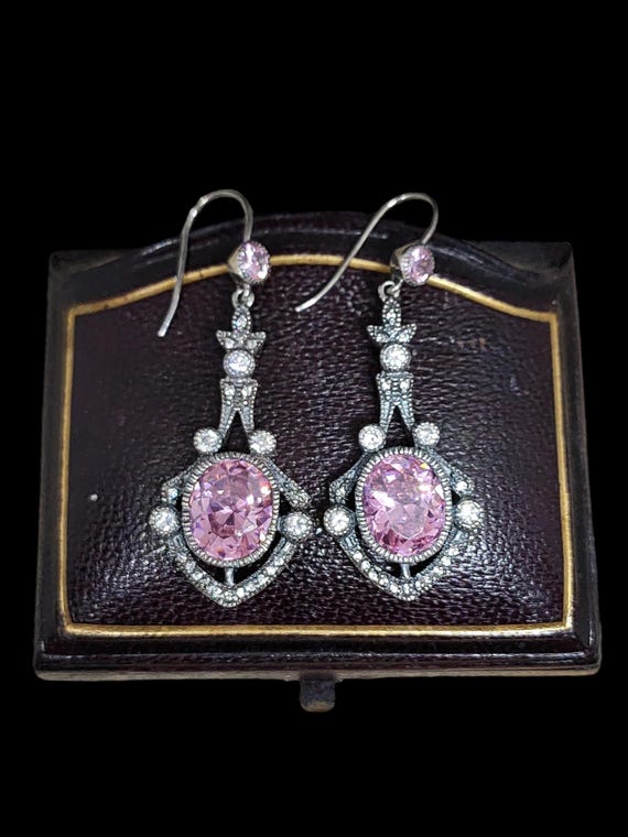 Stunning Statement Edwardian Style Sparkling Pink… - image 2