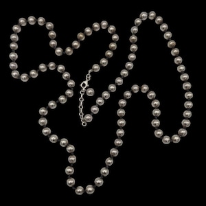 Amazing Vintage Skillfully Crafted Decorative Statement Design Heavy Weight 100 Gram Long Hand Strung Sterling Silver Ball Bead Necklace