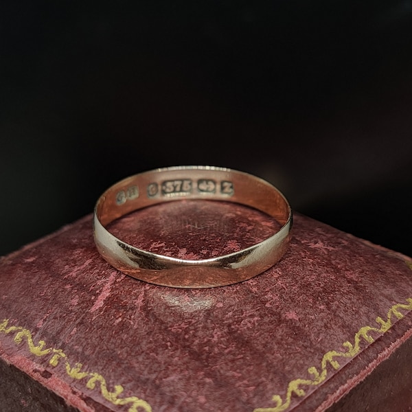 Beautiful Antique Victorian Birmingham 1899 Hallmarked Stackable Fine Approx 3.5mm Wide Solid 9ct Rose Gold Wedding Band Ring - size O1/2