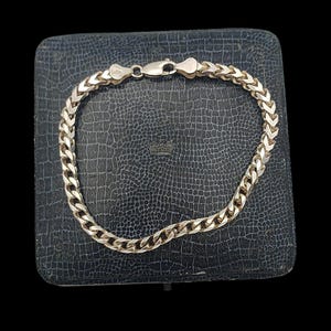 Beautiful Vintage Skillfully Crafted Decorative Statement Design Heavy Weight Unique Squre Plaited Link Sterling Silver Bracelet - lgth 8.5&quot;