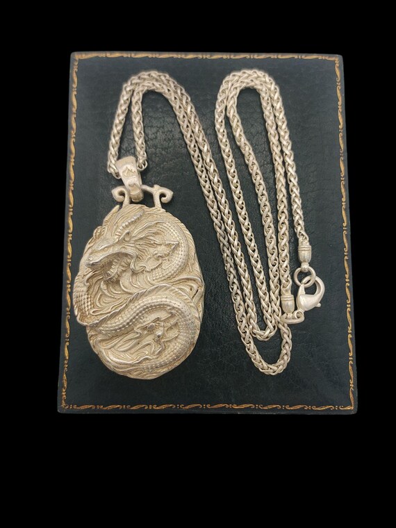 Collana Tibetana In Argento Con Drago, Catena Serpente 20 Pollici, Fatta A Mano, UK
