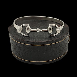 Beautiful Vintage Skillfully Crafted Decorative Statement Design Horse Equestrian Snaffle Bit Sterling Silver Bangle - lgth 6.75"